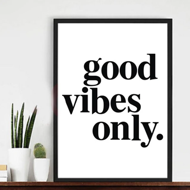 &quotGood vibes only" картины на холсте без рамы черно-белые цитаты настенная живопись