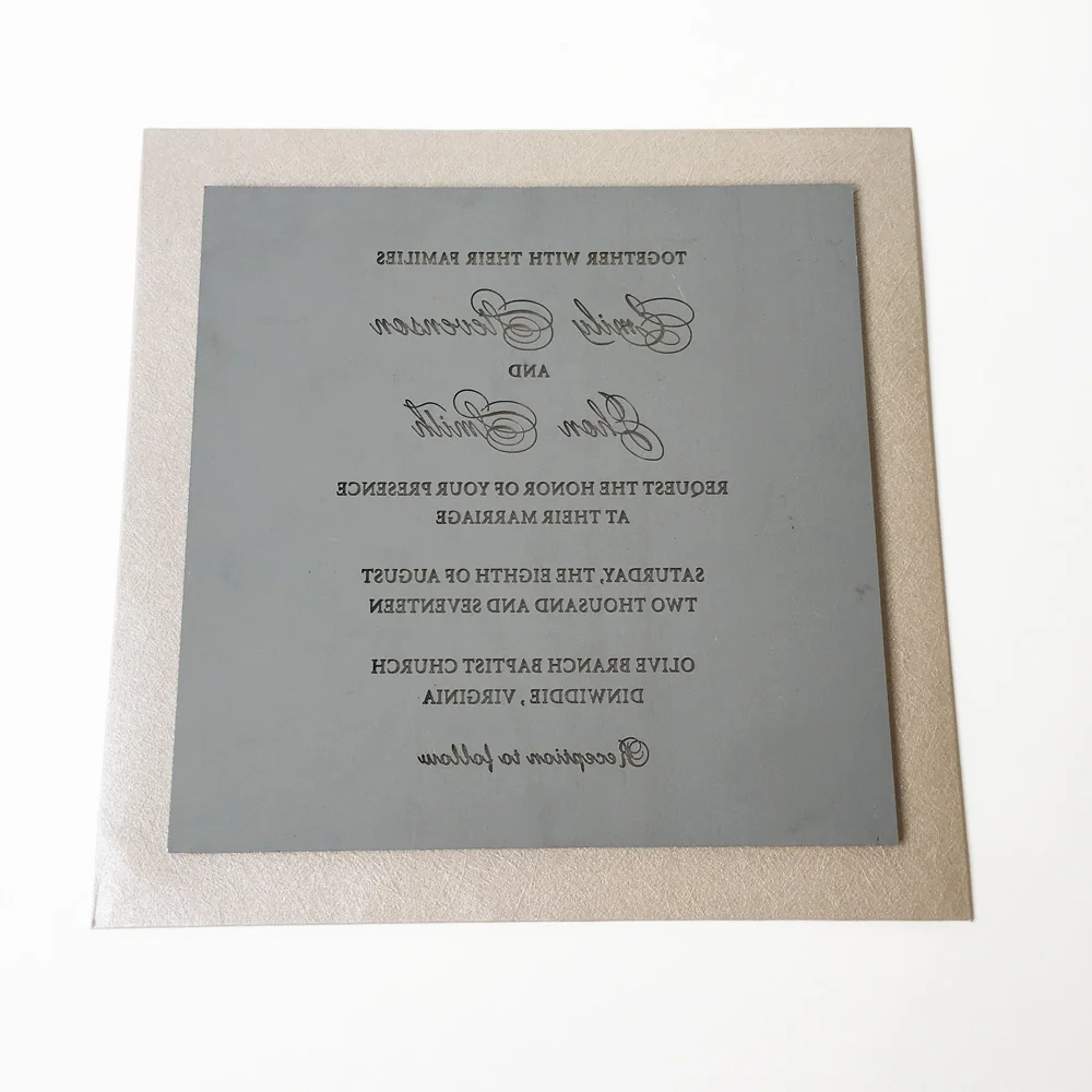  150x150mm Square Shape Silver Mirror Acrylic Wedding Invitation Card Set 100 Sets Per Lot - 32831303083
