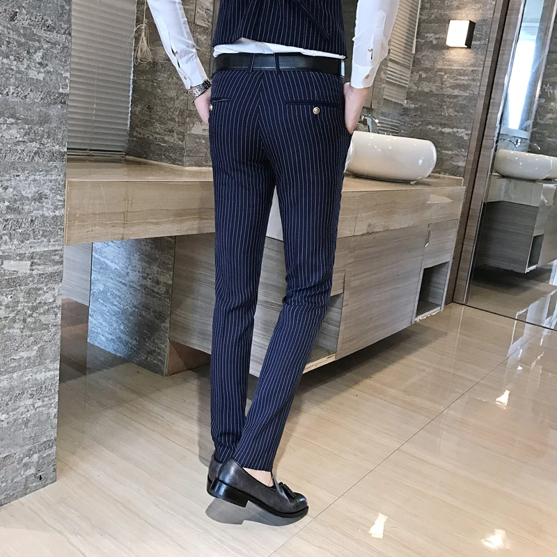 Autumn Men Pants Fashion Casual men Striped pant 28 29 30 31 32 33 34 mens Trousers