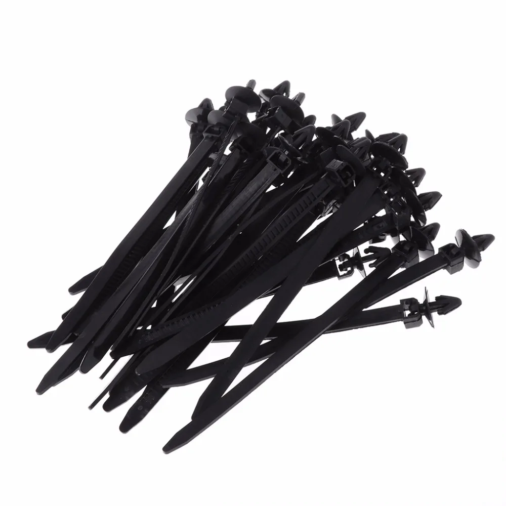 30 Pcs/set Nylon Black Car Auto Cable Strap Push Mount Wire Tie