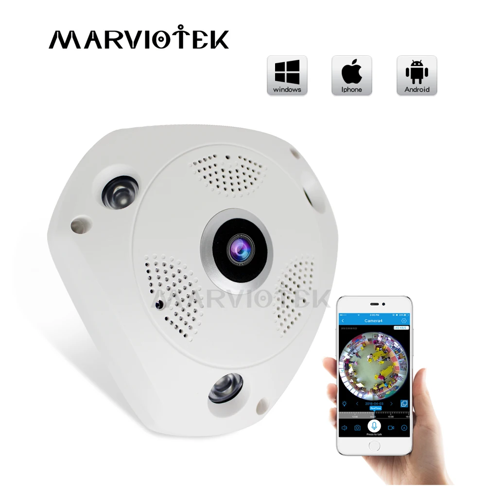 360 градусов панорамная IP камера WIFI рыбий глаз CCTV PTZ 3D VR видео P2P 960P Аудио для