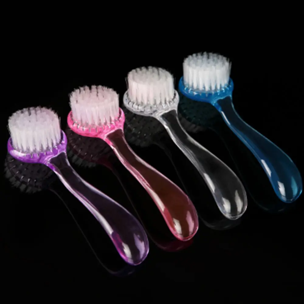 Long Handle Polish Handle Nail Art Dust Cleaning Brush w/Cap Manicure