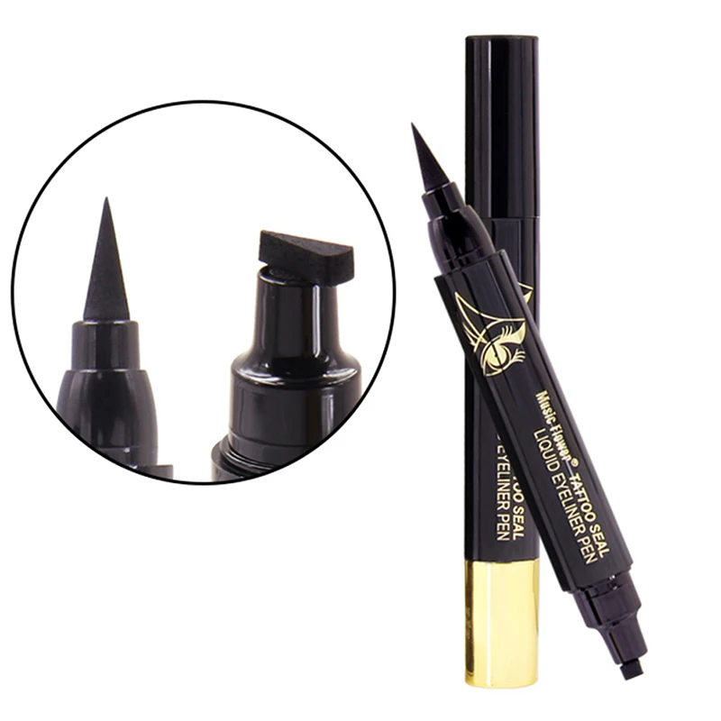 Fashion Waterproof Black Double-ended Makeup Stamps Eyeliner Pencil Eyes Liner Liquid Make Up Pencil