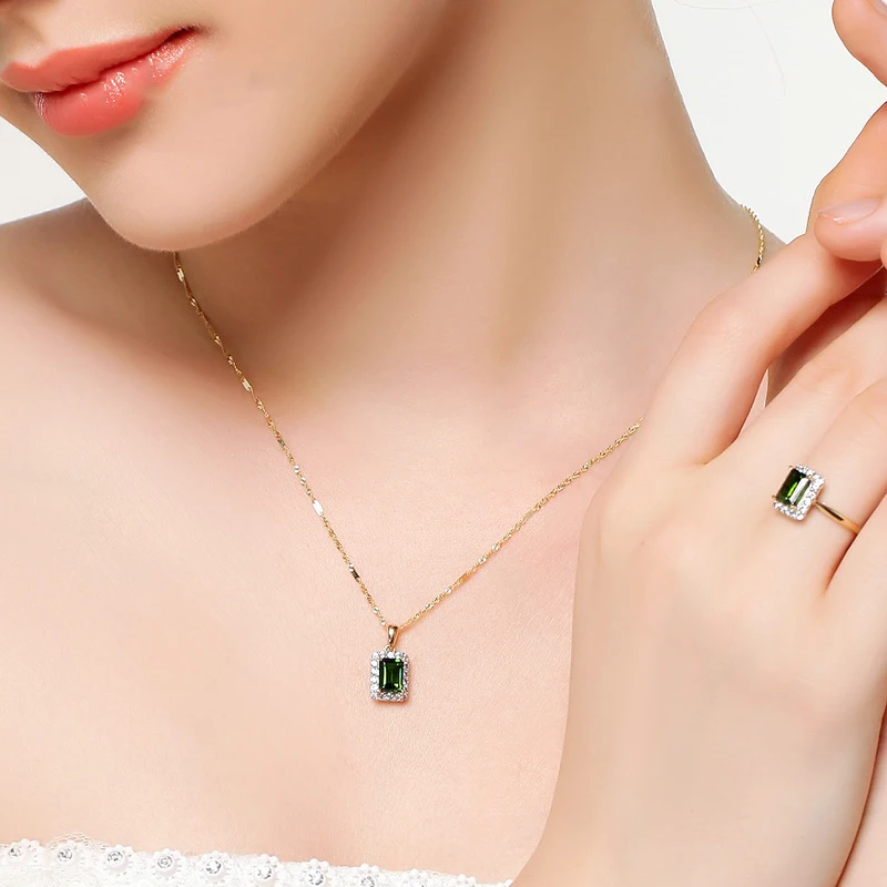 Естественный диопсид 18 K кулон из чистого золота Настоящее AU 750 ТВЕРДОЕ ЗОЛОТО высококлассные Модная классика вечерние ювелирные изделия Новинка
