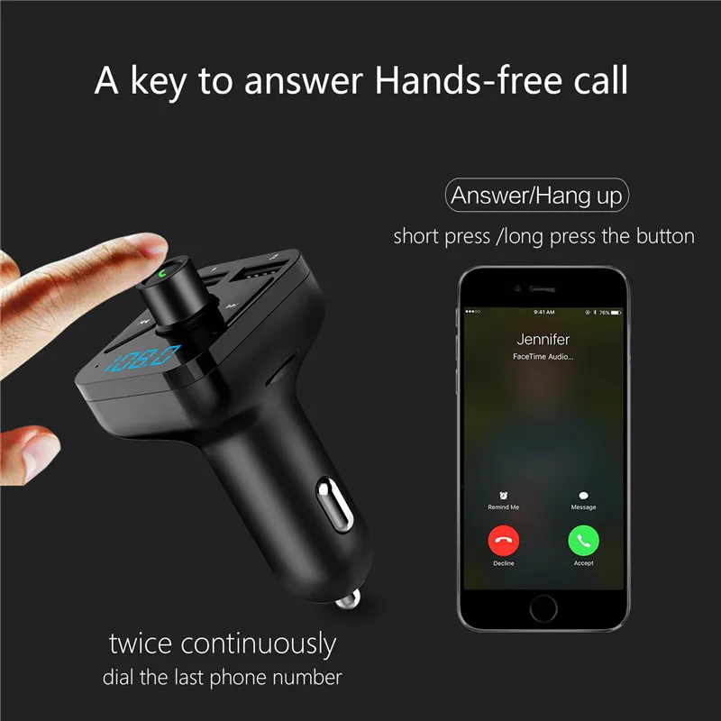 Беспроводной fm-трансмиттеры Напряжение Дисплей Bluetooth Hands free автомобильный комплект Поддержка TF Аудио MP3 зарядное устройство для автомобиля с двойной зарядное устройство usb
