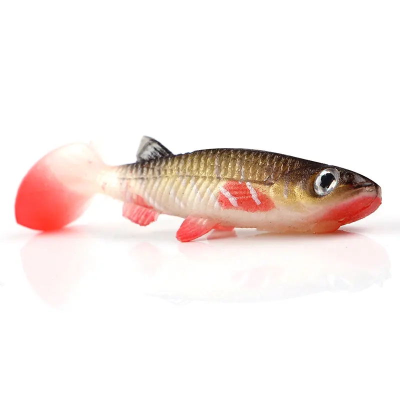 Приманка для рыбалки от ftk 5 шт. Мягкая приманка Minnow Shad Fishlike аксессуары 3D глаз поддельная рыба плавающий воблер приманка бас силиконовая морская HF - Color: 002