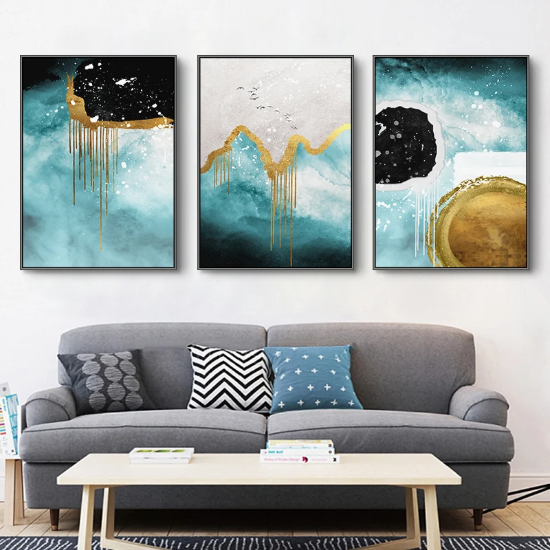 

Nordic golden lines Geometric blocks Wall Art Canvas Poster and Print Canvas Painting Abstract Decorative Poster for Living Room