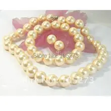 Огромный 14 мм золото Цвет Круглый Shaper ЮЖНОГО МОРЯ В виде ракушки жемчуг Цепочки и ожерелья браслет серьги Модные украшения комплект лидер продаж; Новинка