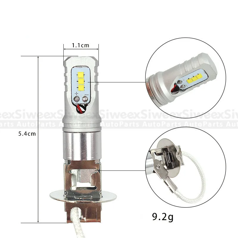 1x H1 H3 Чрезвычайно Яркий CSP Белый Фары высокая производительность автомобиля Светодиодный Противотуманные лампы алюминиевый корпус длительный срок службы 12 в низкий нагрев
