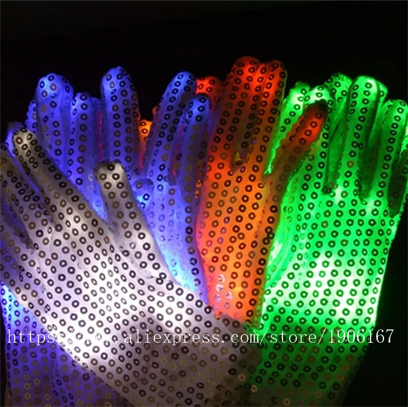 A Pair LED Color Changing Lighting Gloves Flashing Skeleton Hallowamas Stage Props Flash Gloves For Holiday Party Events Shows03