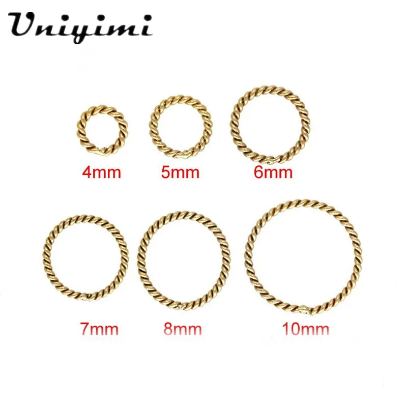 Light Yellow Gold Color Zinc Twist Closed Ring Matte Beads Copper Metal