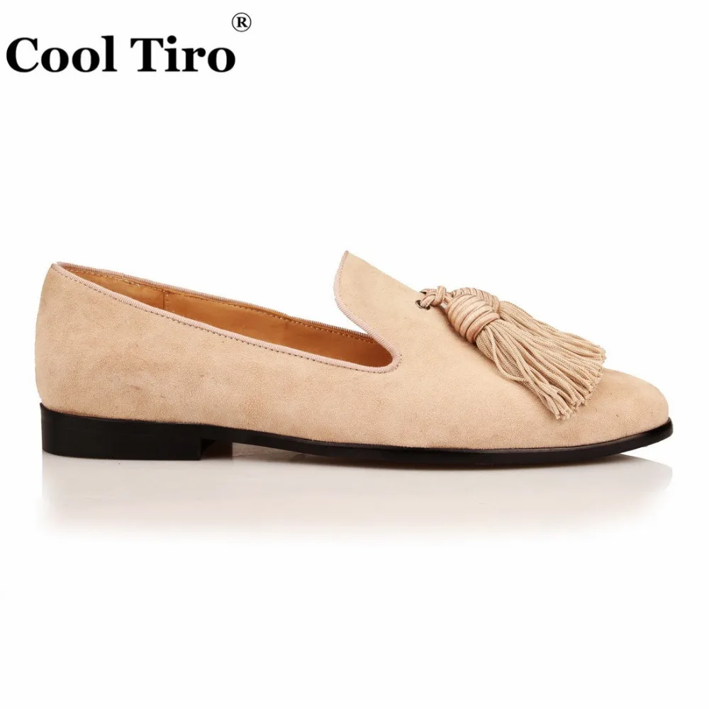 Tassel Men Loafers Beige Suede SLIPPERS (7)