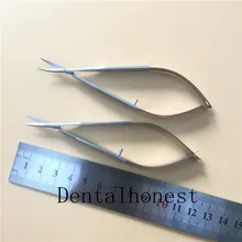 Комплект из 2 предметов из нержавеющей стали офтальмологический инструмент 12,5 см Микро ножницы, прямые, наклонная головка ножницы для конъюнктивы, спекулумс пинцет