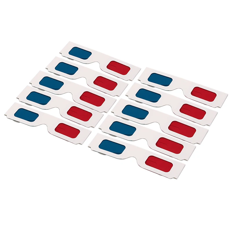 10pcs/100 pairs Red/Blue 3D Glasses For Movie Universal Paper Anaglyph 3D Glasses Paper 3D Glasses View Anaglyph Red Cyan