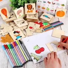 Baby Toys Drawing Toys Children Drawing Template Boards Wooden Graffiti Interactive Early Learning Educational Toys baby early learning wooden children walker