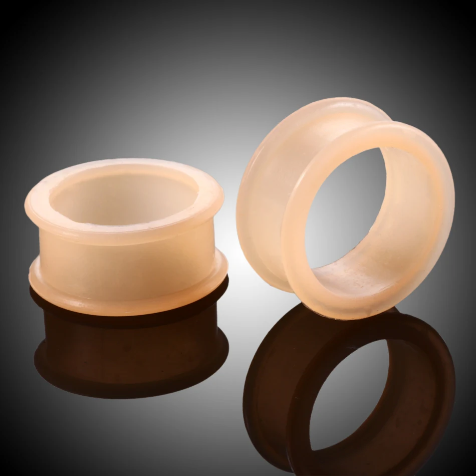 

2pcs/lot Silicone Ear Plug Tunnels Skin Color Flexible Hollow Ear Tunnel Gauges Stretcher Piercing Saddle Plug Jewelry 3mm-25mm