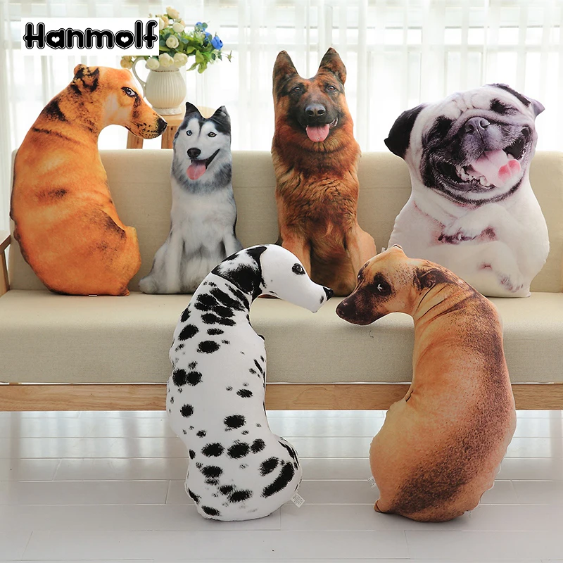 Sitting Dog Shaped Plush Pillow Lifelike Wolf Dog/Husky/Hound/Shar pei/Spotty Dog Stuffed Kids