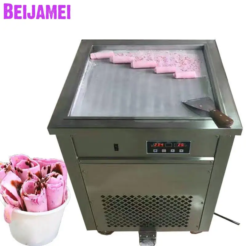 

BEIJAMEI Ice Cream Roll Equipment 50cm Big Square Commercial Fried Yogurt Machine 110v 220v Electric Thailand Fry Ice Cream Pan