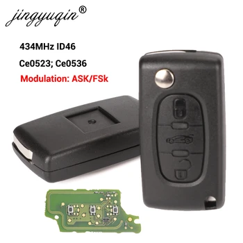 Keyforkess 433Mhz ID46 ASK FSK chiave auto per peugeot 207 307 407 208 308 408 607 Partner Remote Key 3 pulsanti CE0523 Ce0536