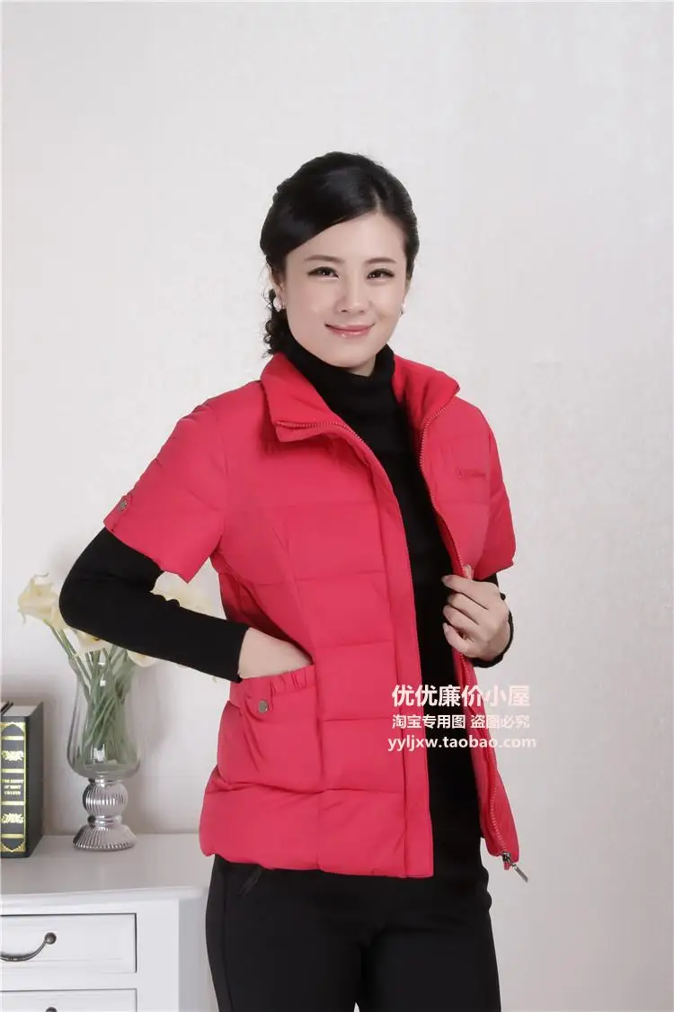 

Woman Autumn Plus Size Solid Short Sleeve Thick Down Parkas Female Winter Warm Down Jackets Lady Oversized Loose Down Vests