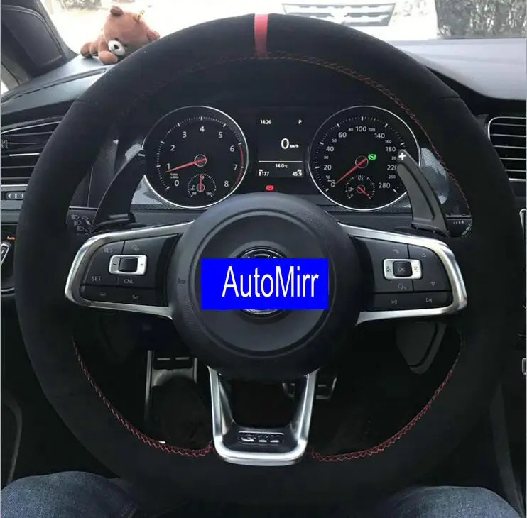 Kibowear для VW Golf G TI R 7 MK7 ручная стежка черные замшевые чехлы на руль автомобиля