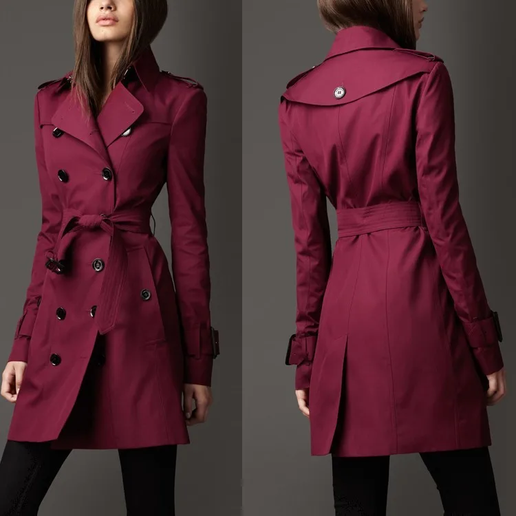 New Style ! 2014 Women's Slim Double breasted Trench Coat High Quality