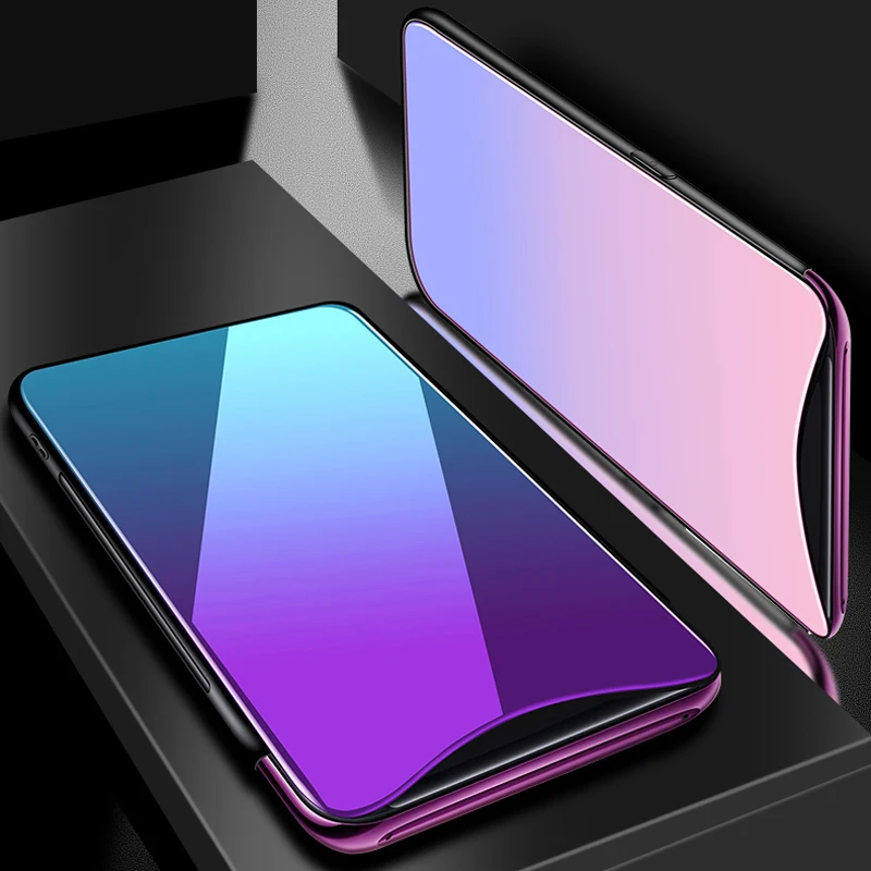 

Gradient Aurora Tempered Glass Cases for OPPO Find X FindX Case 6.42'' Luxury Colorful Smooth Cover for OPPO FindX Bumper Shell