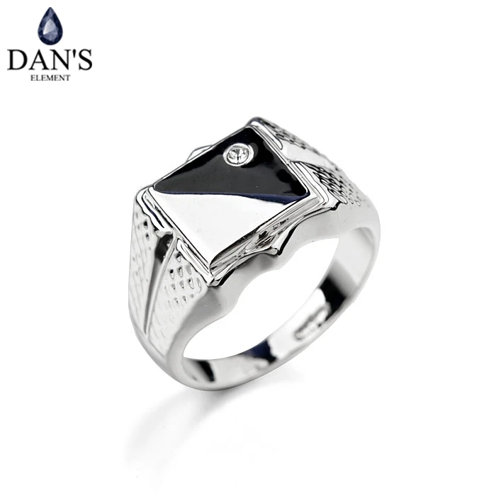 Dan's Element Brand Austrian Crystal White Gold Color Vintage Rings for men Fashion wedding New Sale #RG12062W