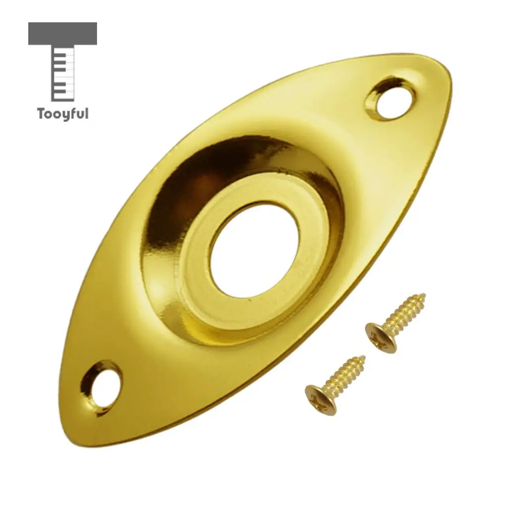 Tooyful 2pc Electric Bass Guitar Jack Output Input Socket Cover Plate with 2 Mounting Screws for Oval Style