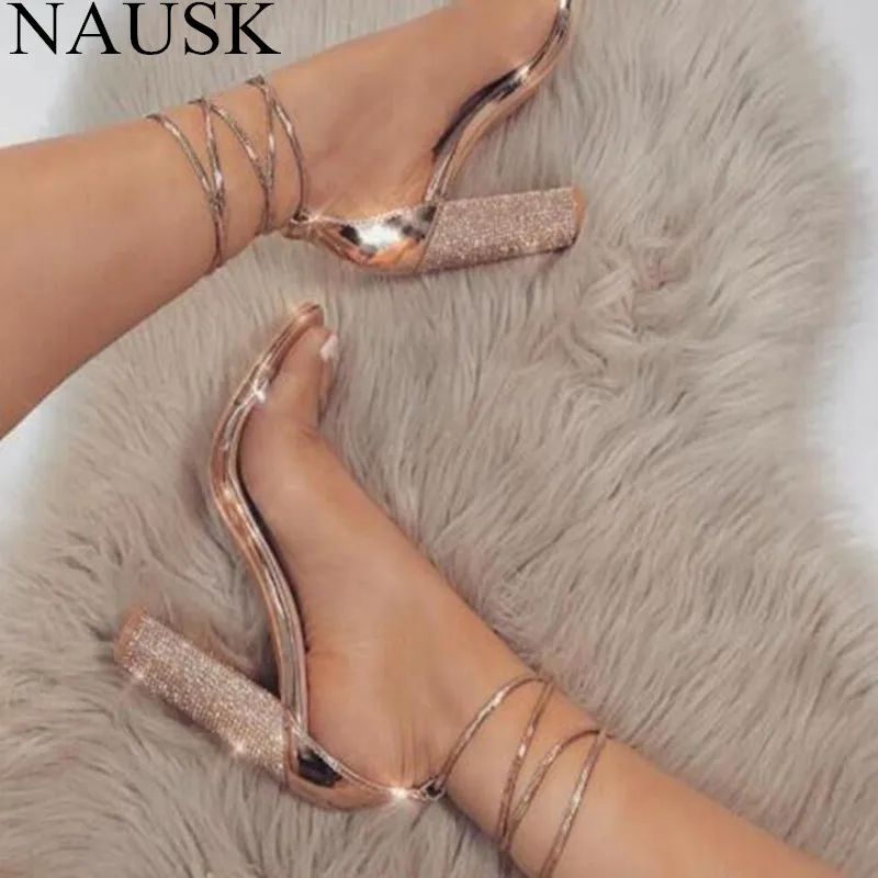 

2018 Fashion Women Sandals 2018 Open Toe High Heels Shoes Woman Clear Transparent Summer Ankle Strap Lace Sandalias Mujer