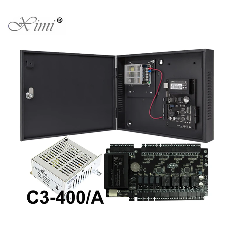 IP-based 4 Doors Access Control Panel TCP/IP C3-400 Four Doors Access Control Board Door Access Control System+Power Supply Box