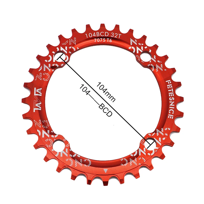 

FETESNICE Round 104BCD 32T/34T/36T Cycling Chain ring Narrow Wide Ultralight 7075-T6 MTB Bike Chainwheel Circle Crankset Plate