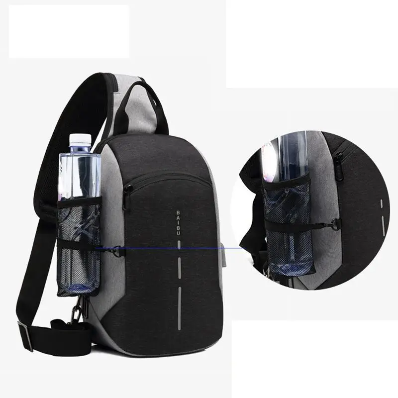 BAIBU جديد متعددة الوظائف الصدر حزمة الرجال عارضة الكتف Crossbody حقيبة USB شحن حقيبة صدر للرجال طارد المياه ipad حقيبة ساعي