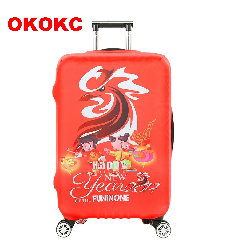 OKOKC Happy Новый год толстые чемодан Крышка для багажник случае применяются к 18 ''-32'' чемодан, эластичные Чемодан крышки, путешествия