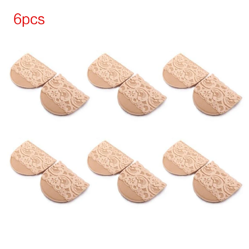 

6 Pairs Toe Cover Socks Sponge High Heels Half Yard Pad Invisible Non-slip Lace Forefoot Pad