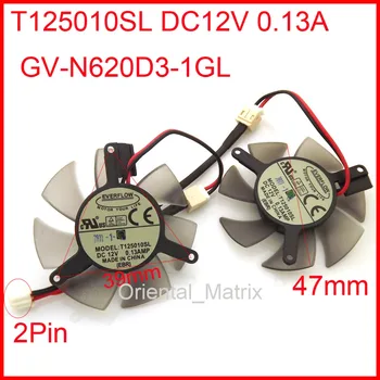 

2pcs/lot T125010SL 47mm 39x39x39mm 12V 0.13A 2Pin For Gigabyte GV-N620D3-1GL Graphics Card Cooler Cooling Fan