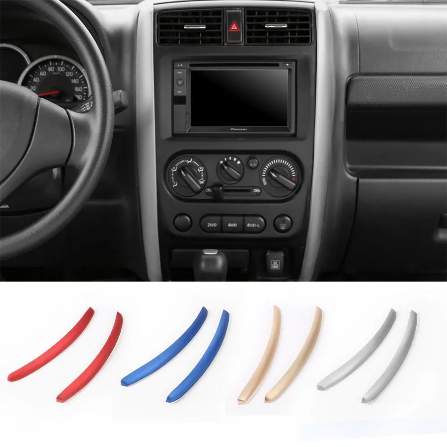 2pcs Aluminium Central Control Instrument Panel Interior Accessories Dashboard Trim Decorative Sticker For Suzuki Jimny 11 15