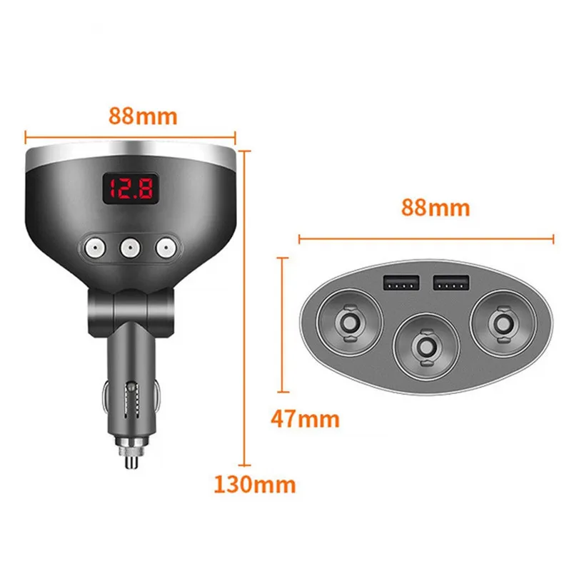 Автомобильный Зарядное устройство 120 W 3-автомобильный прикуриватель Мощность адаптер разделитель постоянного тока 3.1A Dual USB Зарядное устройство 12/24 V светодиодный Дисплей для смартфона