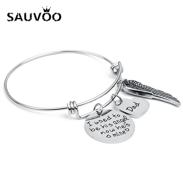 Sauvoo Adjule Stainless Steel Heart Angel Wing Charm Bracelets Sauvoo Adjule Stainless Steel Heart Angel Wing Charm Bracelets For Women Engraving I Used To Be