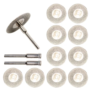 

10 Piece / Set of 16mm Diamond Sanding Blade Cutting Blade with 2 Connecting Handles for Dremel Drill Fit Rotating Tool