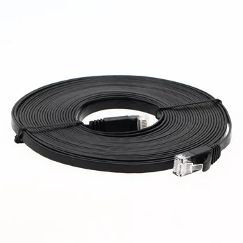 

1m/3m/5m/10m Aurum Cables Flat CAT6 Flat UTP Ethernet Internet Network Cable RJ45 Patch LAN Cable Connector Black