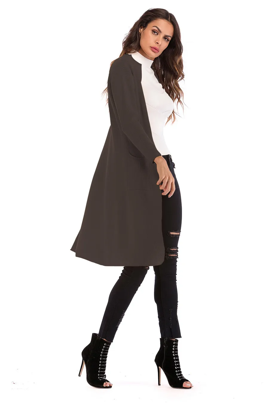 Gladiolus New 2018 Casual Autumn Winter Sweater Women Long Sleeve Button Pocket Knitted Long Cardigan Women Jumper Sweater Coats (16)