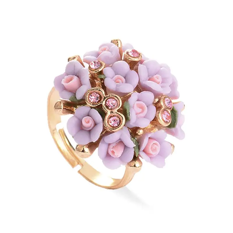 

MISANANRYNE Multi-color Beautiful Flower Rings for Women Adjustable Opening Party Wedding Ring Colorful Crystal Elegant Jewelry