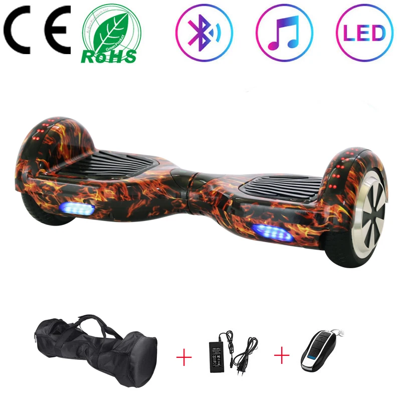 

Electric Scooter 6.5 Inch Flame Red Self-balancing Scooter 2 Wheels Skateboard Smart Balance Hoverboard LED+Remote Control+Bag