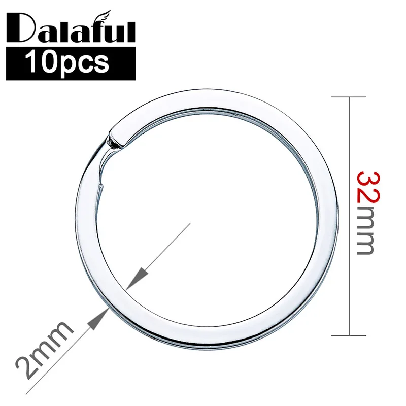 

Lot 10Pcs/Pack 32mm Keyring Metal Key Holder Split Rings Unisex Silver Color Keychain Keyfob Accessories P004