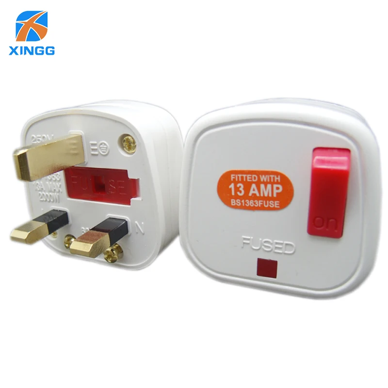 Uk Plug Fused Socket 3 Pins Ac Electrical Power Male Plug
