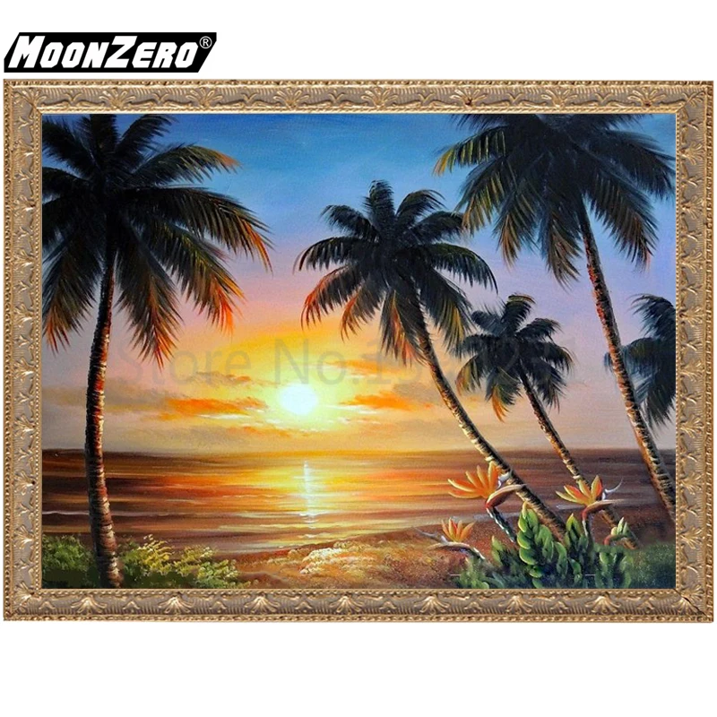 New 5D DIY Diamond Painting Sunset Beach Crystal Resin Full Square Round Mosaic Sticker Embroidery Crafts Gift WYZ18742 | Дом и сад