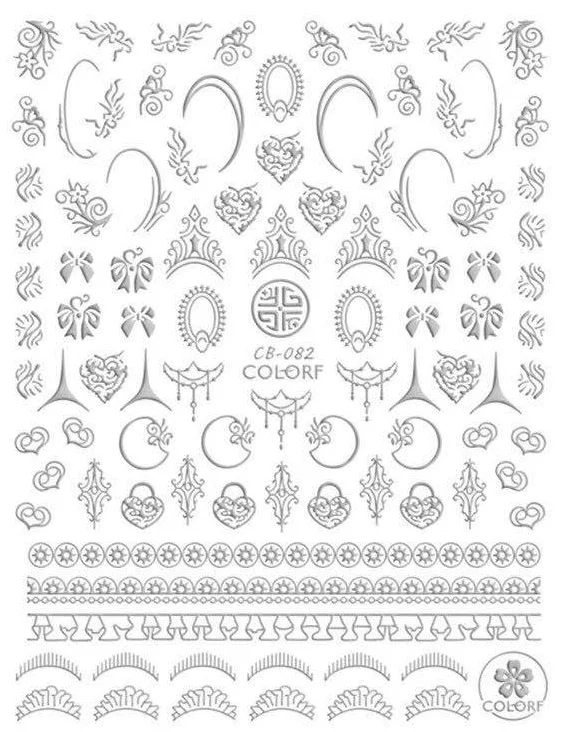 CB series CB-82 BLACK WHITE GOLD SILVER ART FLOWER ROUND 3d nail art stickers decal template diy nail tool decorations CB series CB-82 BLACK WHITE GOLD SILVER ART FLOWER ROUND 3d nail art stickers decal template diy nail tool decorations