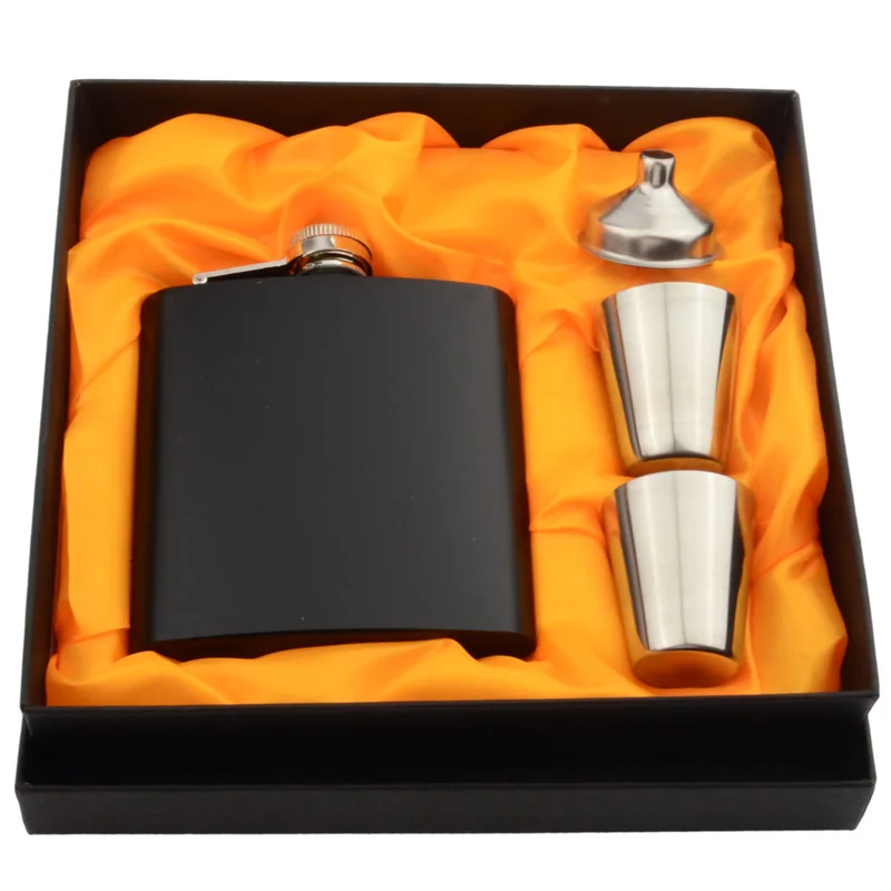 

6OZ Mini Luxury Stainless Steel Hip Flasks Set Whiskey Wine Bottle Alcohol Pocket Flask Vodka Liquor Pot 2 Cups+Funnel As Gift