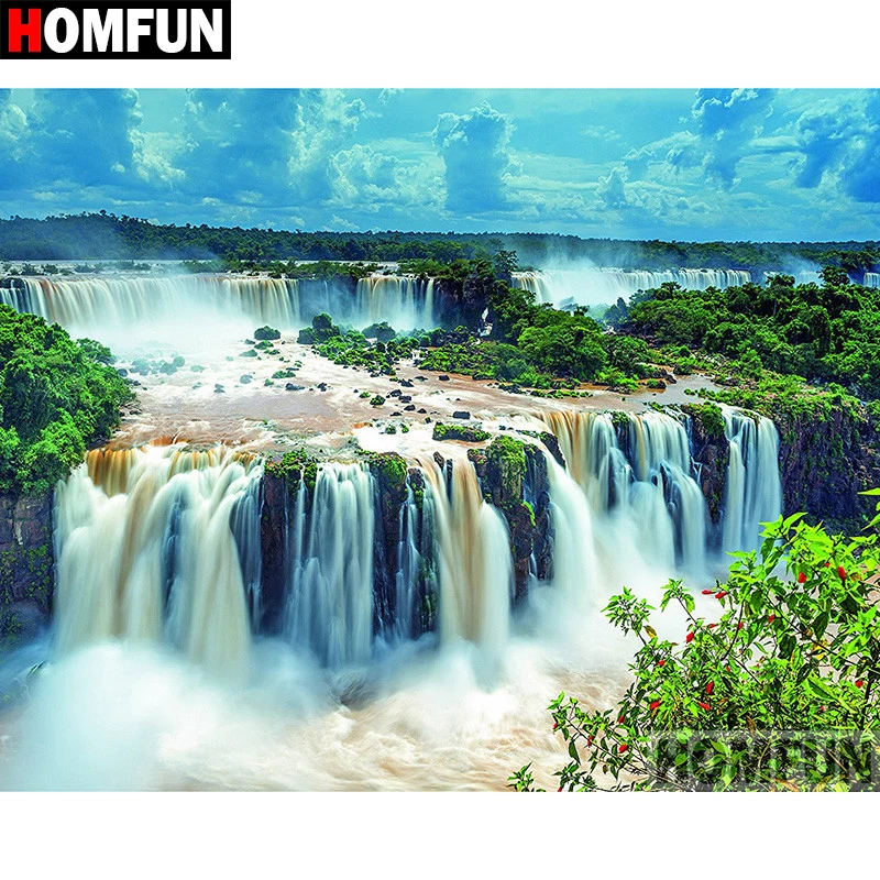 

HOMFUN 5D DIY Diamond Painting Full Square/Round Drill "Waterfall scenery" 3D Embroidery Cross Stitch gift Home Decor A02201